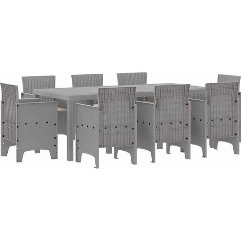 Maison Exclusive - Garten Essgruppe 9 pcs Hellgrau Polypropylen
