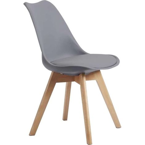 Pack 2 Sillas  Salón Comedor Bristo Estilo Contemporáneo en Color Gris y Madera Haya 84x48x54 cm