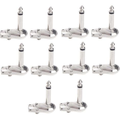 10 Stück 6,35-mm-Mono-Lautsprecher-Winkelstecker (Gitarren-Phono-Stecker, Flachstecker) (1/5)