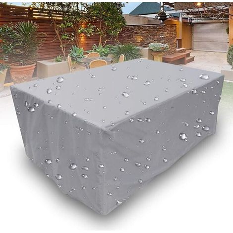 Funda para muebles de jardín, rectangular, de tela Oxford 210D, impermeable, resistente a la nieve, anti-UV, antipolvo, para muebles de jardín, mesa de patio, color plateado, 330 x 220 x 90 cm, AAFGVC (1/5)