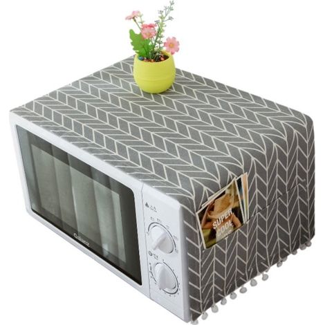 Coperchio antipolvere grigio per forno a microonde, 30 x 90 cm, con tasche laterali portaoggetti. (1/5)