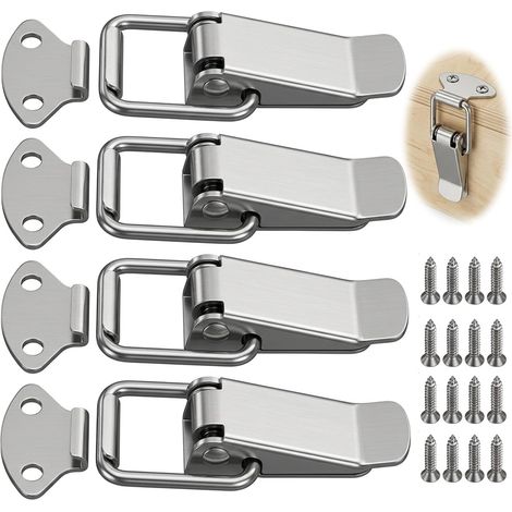 4pcs Loquet à Bascule en Acier Inoxydable pour Porte Intérieure, Fermoir Pratique pour Boîte et Remorque avec 16 Vis Incluses, Accessoire de Sécurité (1/5)