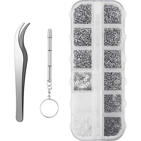 Scatola assortita - Bulloni - Set di 1000 bulloni per clip nasale per occhiali e orologi, 12 bulloni per griglie per occhiali da sole senza montatura (1/2)