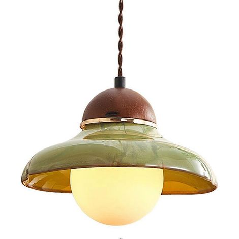 Lustre rétro en forme de bol : Plafonnier en céramique, idéal pour les salles à manger, les salons, les chambres, les bars, les îlots de cuisine, les maisons d’hôtes et autres lieux. (1/5)