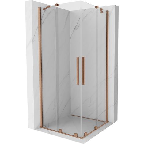 Mexen Velar Duo Duschkabine Schiebetür 90 x 90 cm, transparent, gebürstetes Kupfer - 871-090-090-02-65 (1/5)