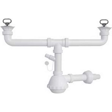 1PZ SIFONE MOPLEN A FIASCO 2 VIE CON SCARICO E PILETTE - 1"1/2 per lavello ceramica