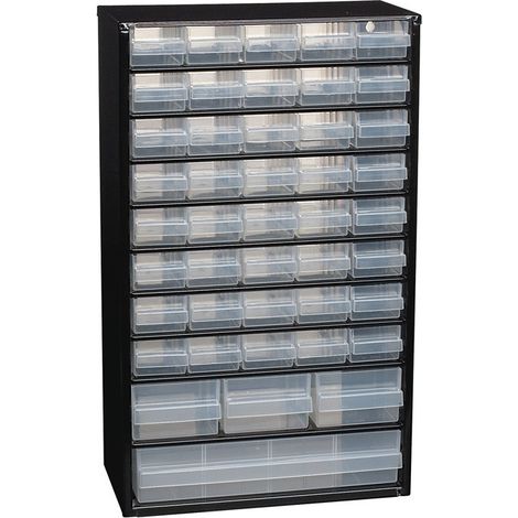 Magazzino per piccoli pezzi B306xT150xH510mm in acciaio blu, con 44 cassetti in polipropilene (1/2)
