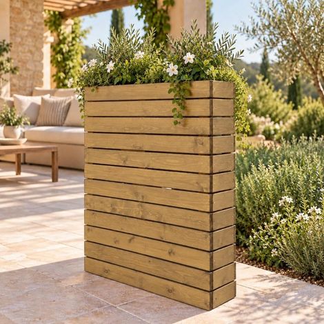 Fioriera divisoria in legno di pino nordico rovere chiaro 90 × 30 × 120 cm (1/5)