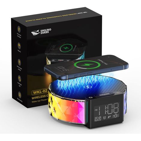 Lumière de Réveil, Intelligente Lampes Réveil Chargeur sans Fil avec 3 Niveaux et Éclairage RGB Contrôle Tactile Ambiance Veilleuse Reveil Lampe de Chevet Charge pour Chambre Décor (1/5)