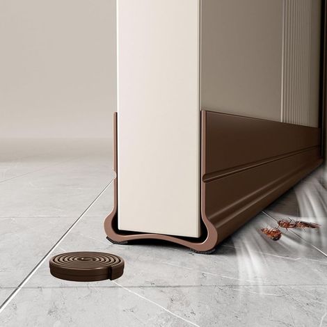 Bande d'étanchéité autocollante pour porte 93 cm,Avec double joint d'étanchéité,Isolation de porte,Marron (1/5)