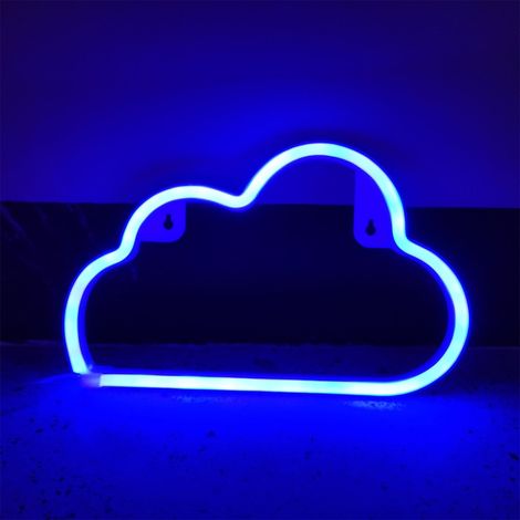 Lampe Néon Nuage - Luminaire LED Décoratif pour Chambre d'Enfant - Alimentation USB ou Piles AA - Dimensions 300 x 190 x 25 mm - 1 Pièce (1/2)