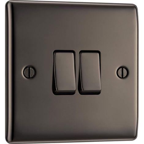 Double interrupteur d'éclairage, nickel noir, 2 voies, 16AX (1/5)