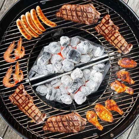 Panier à charbon pour barbecue extérieur, panier à charbon avec support, épaisseur 0,8 mm, 1 ensemble. (1/5)