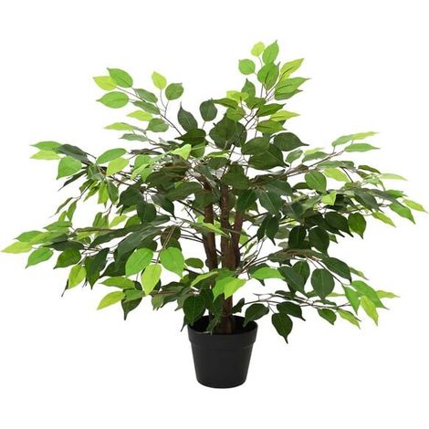 Arbre banian artificiel, vert, 73 x 16 x 60 cm, tissu et bois. (1/5)