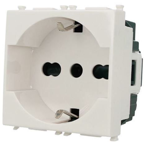 Presa Bivalente Schuko Urban 2P+T 16A Bianco Compatibile Vimar Plana SD71400 (1/4)