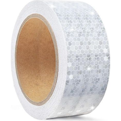 5cm x 10m Self-adhesive Reflective Tape for Outdoor, Fluorescent Tape Motorcycle Helmet, White Waterproof Reflective Safety Tape, Warning Tape for Cars, Trucks and (1/4)