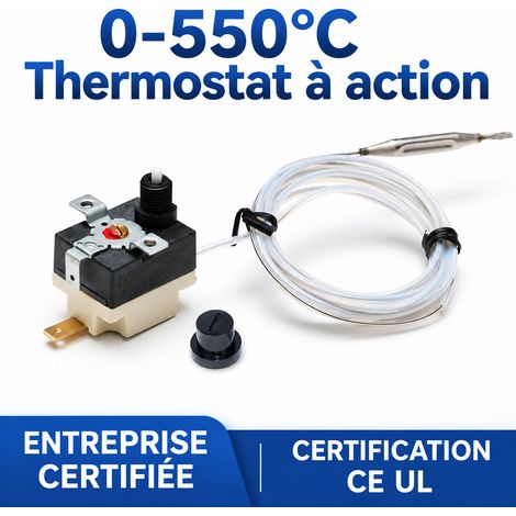 Thermostat mécanique capillaire réarmement manuel 20A 250V 400V température personnalisée filetage M10x0,75 4,3 × 3,5 × 2,9 cm 90 g – Livraison gratuite (1/5)