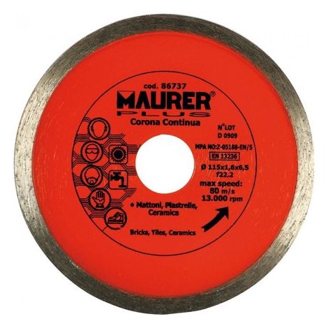 DISCO DIAMANTATO A CORONA CONTINUA D. MM 115 TAGLIO PIASTRELLE CERAMICHE (17662) (1/2)