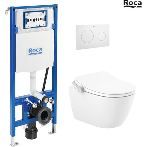 BASTIDOR ROCA DUPLO SMART PACK CISTERNA EMPOTRADA Y PULSADOR PL10 DUAL BLANCO MAT CON INODORO SUSPENDIDO RIMLESS IN-WASH ONA (1/5)