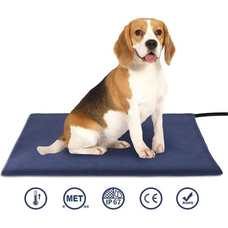 QAZQA Tapis Chauffant pour Animaux de Compagnie Electrique Coussin pour Chien Chat avec 9 Vitesses de Réglage de la Température, Câble D'enroulement de Tuyau Anti-Morsure（33cmx44cm）