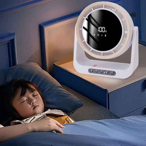 Ventilador de escritorio USB seguro y sin aspas con pantalla digital y control remoto para oficina, cocina y dormitorio – 180 x 202 x 91 mm, ABS, Blanco/Café (1/5)