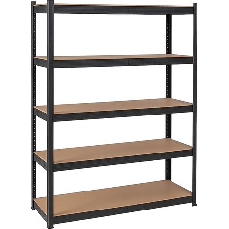 Etagère de Rangement Noire 120 x 60cm x H180cm - Rayonnage en métal Haute qualité 5 Plateaux Charges lourdes 1500kg INTEC