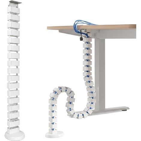 Tuyau d'organisation de câbles de 130 cm pour rangement de câbles sous le bureau - Convient pour les bureaux debout réglables en hauteur - Avec fixation à pince et socle (1/5)