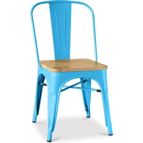 Dining Chair - Industrial Design - Wood & Steel - Stylix Turquoise