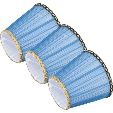 Lot de 3 abat-jour en tissu à clipser E14 pour bougie, lustre, applique murale, lampe de table, décoration intérieure (bleu foncé) (1/5)