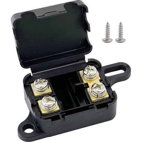 DC 12-24 V Mini ANL Fuses Holder, Ampper 2 Way In-Line MANL Fuse Box for Car Audio Amplifier Inverter MANL Fuse and More (Sans Fusible, Pack of 1) (1/4)