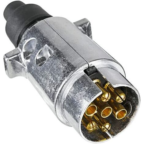 Prise Remorque en Métal 7 Broches, 12V Étanche Connecteur Prise Remorque en Métal 7 Broches Mâle, pour Caravane RV Voiture Bateau (Alliage d'aluminium) (1/5)