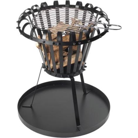 Foyer à bois rond avec cendrier – Hauteur 53.5 cm – Diamètre 50 cm – Pour bois dur – Cheminée à bois – Toolland