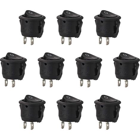 10 Stück runder Wippschalter mit Verriegelung, SPST-Schalter, 2-polig, AC 6 A/125 V, 3 A/250 V, für Auto, LKW, Boot (1/5)