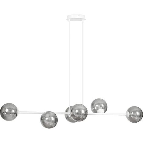 Emibig Rossi lampadario 6xE14 bianco vetro fumé 110cm (1/5)