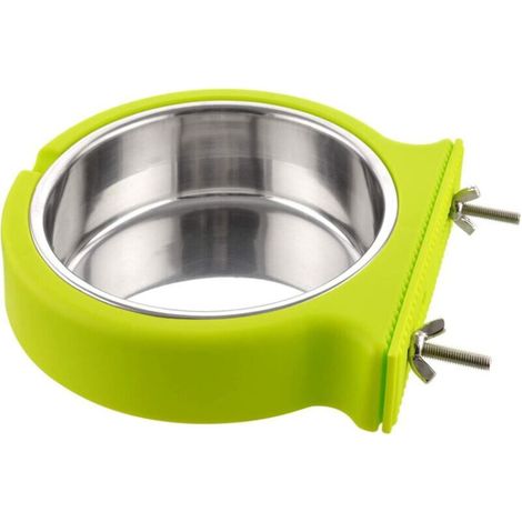 Caisse Chien Bol Amovible en Acier Inoxydable Gamelle à Suspendre pour Animal Domestique Cage Petit Bol d'eau Feeder Nourriture pour Chiens Chats Lapins Birdsgreen Pet Supplies(Grand vert)