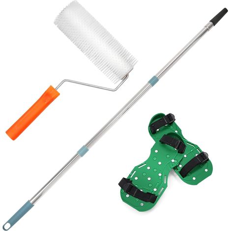 1 Kit Outil Lissage Béton, Rouleau Débulleur 23cm, Patins Pointes, Tige Télescopique 1,2m, Sol Époxy (1/5)