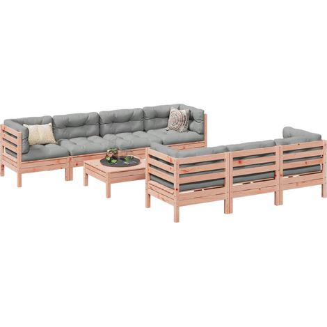 Salon de jardin 8 pcs avec coussins sapin douglas solide (1/5)
