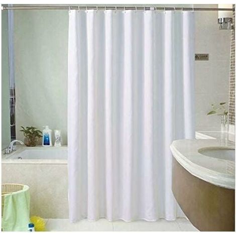 Rideau De Douche - 180 x 220 cm - Blanc - Polyester Imperméable - Pour Baignoire Et Cabine (1/4)