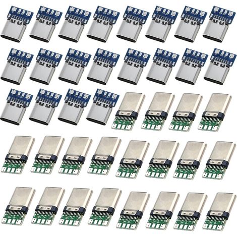 40 pièces connecteur USB C à souder,USB C encastrable connecteur, USB 3.1 type C Connecteur 24 broches mâle femelle pour Souder Module de Support Carte PCB de Fil