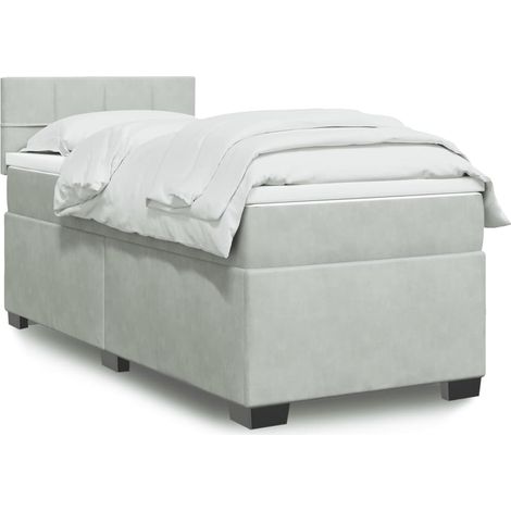 Boxspringbett mit Matratze Hellgrau 90x200 cm Samt