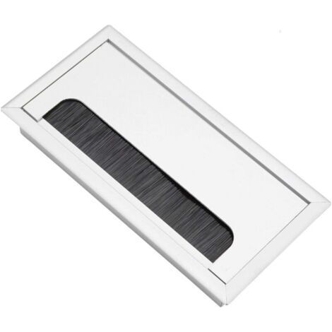 Recessed Desk Cable Pass, Cable Outlet for Recessed on Office Table, Cable Organizer, with Brush Seal, Silver, 160x80mm (1/4)