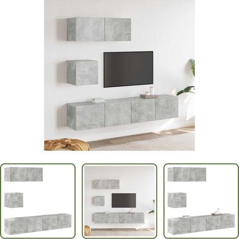vidaXL Meuble tv gris béton -  Ensemble de meubles TV 4 pcs Gris béton Bois d'ingénierie (1/5)