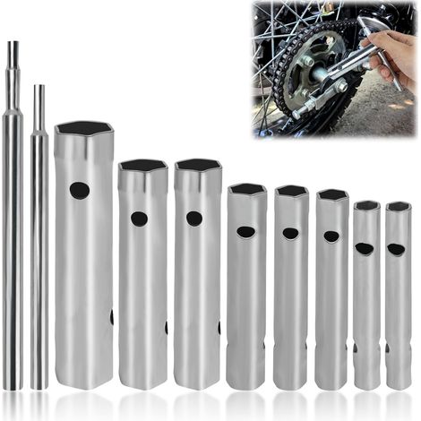 Jeu de Clés à Tubes Douille Tubulaires Clés à Bougie avec Tommy Bar pour Plomberie Installations et Réparations de Véhicules 10 PCS (1/5)