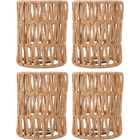 Abat-jour rétro Imitation rotin, Style bohème, tissé à la main, pour lampadaires, lustres, mur de Table, 4 pièces