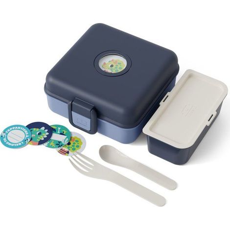 Children's Sandwich Box - MONBENTO - Cutlery Included - BPA Free - Snacky Infinity Blue (1/5)