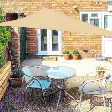 Voile d'ombrage Triangle 3x3x3m Jaune Sable Voile de Soleil Imperméable Une Protection des Rayons UV à 95% pour Extérieur Terrasse Jardin Camping Fête Piscine avec Cordes (1/3)