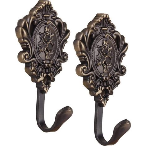 SPHProducts，Ganchos para ropa estilo vintage，2 piezas，Acabado bronce elegante，Perfectos para dormitorio y cortina de ducha (1/5)