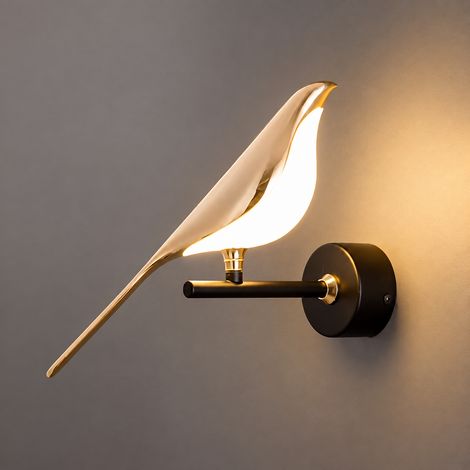 Applique murale simple tête design oiseau LED nordique pour salon chambre couloir, Lumière blanche 5 kg – Livraison gratuite