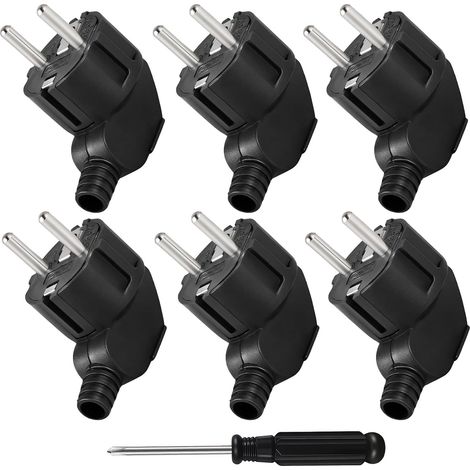 Pack of 6 Male Electrical Sockets 250 V 16 A with Cables from 8 to 10 mm Electrical Plug Male Waterproof External Socket with Screwdriver for Household Appliances and Lighting (1/5)
