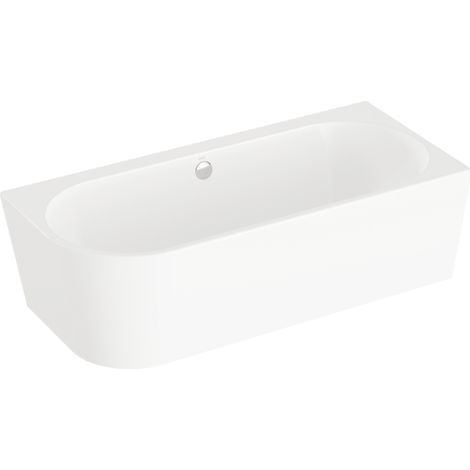 Bañera de pared VitrA Geo de 180x80 cm, esquina derecha, con patas y sifón estándar.